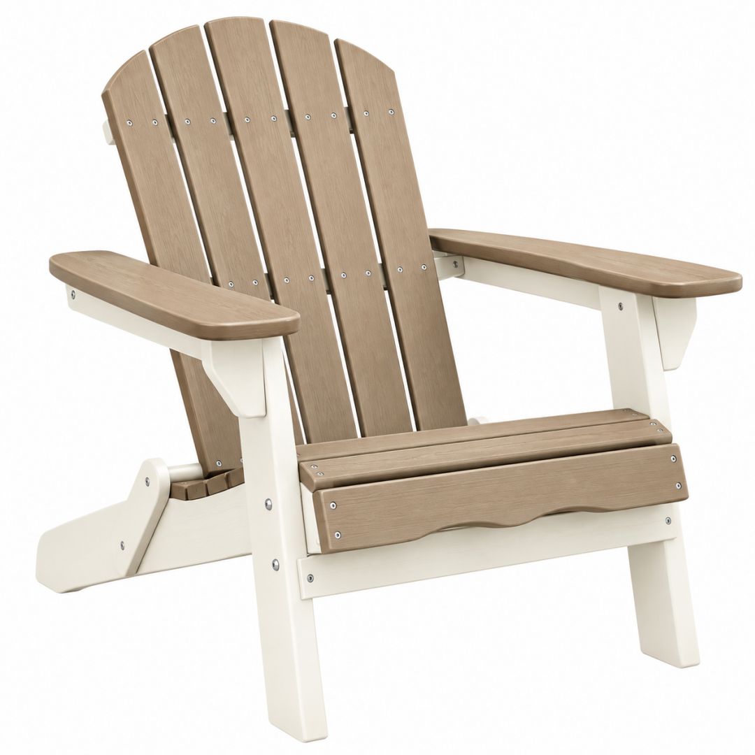 Adirondack-Gartenstuhl 83 x 76 x 98 cm Kunststoff Beige Weiß mit Armlehnen