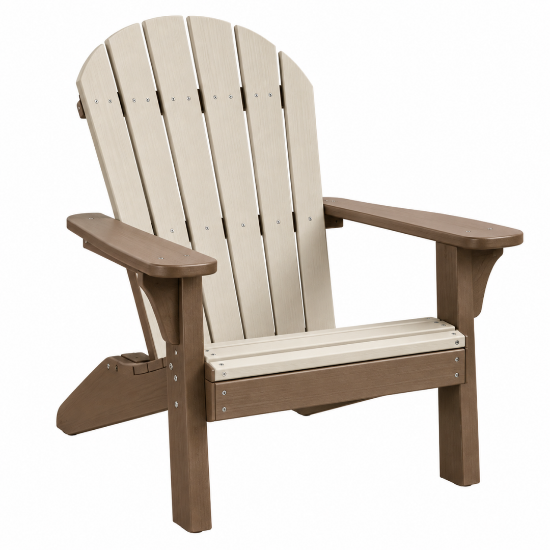 Adirondack Gartenstuhl 98 x 80 x 95 cm Kunststoff Beige Braun mit Armlehnen