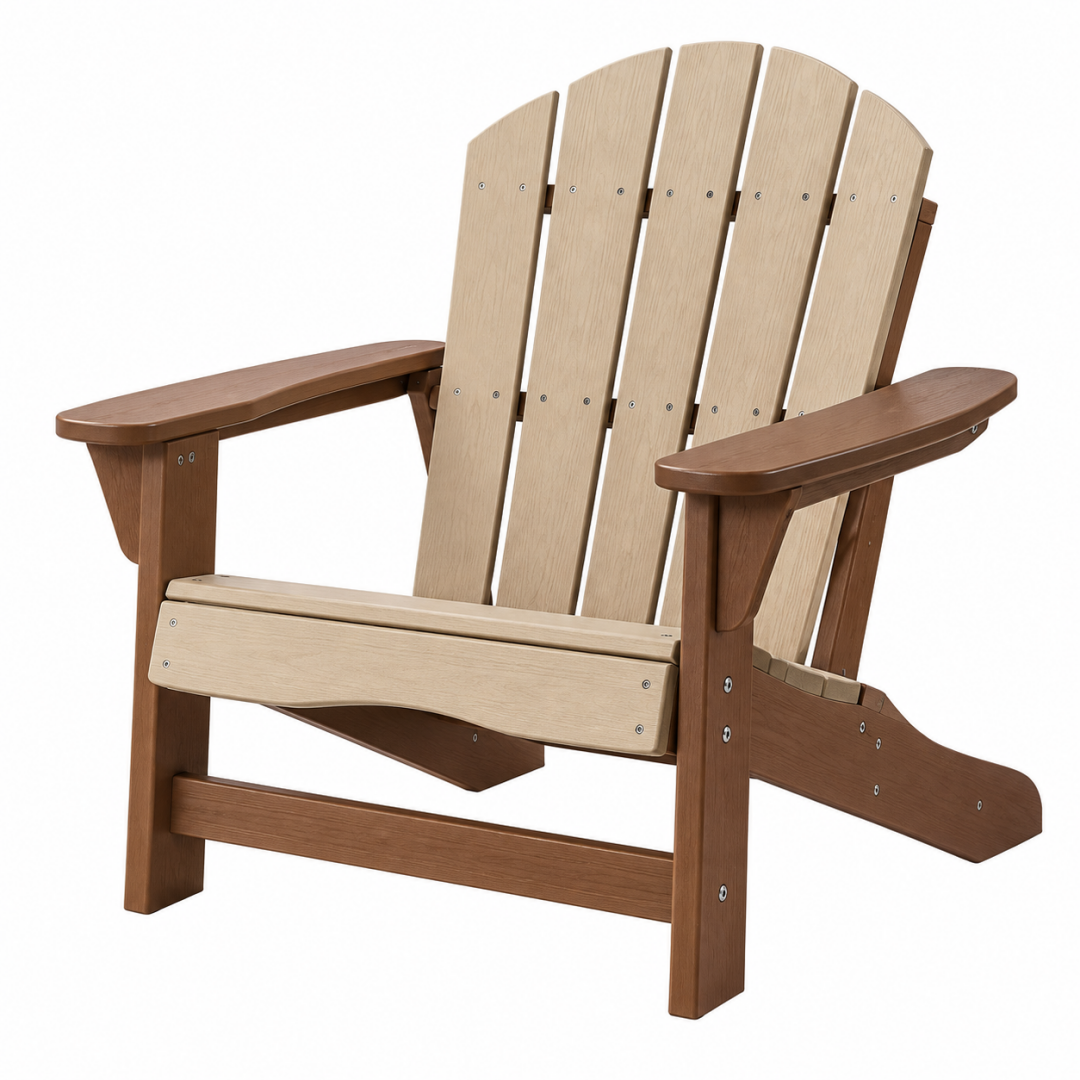 Adirondack Gartenstuhl 83 cm Holz Braun Beige ergonomisch