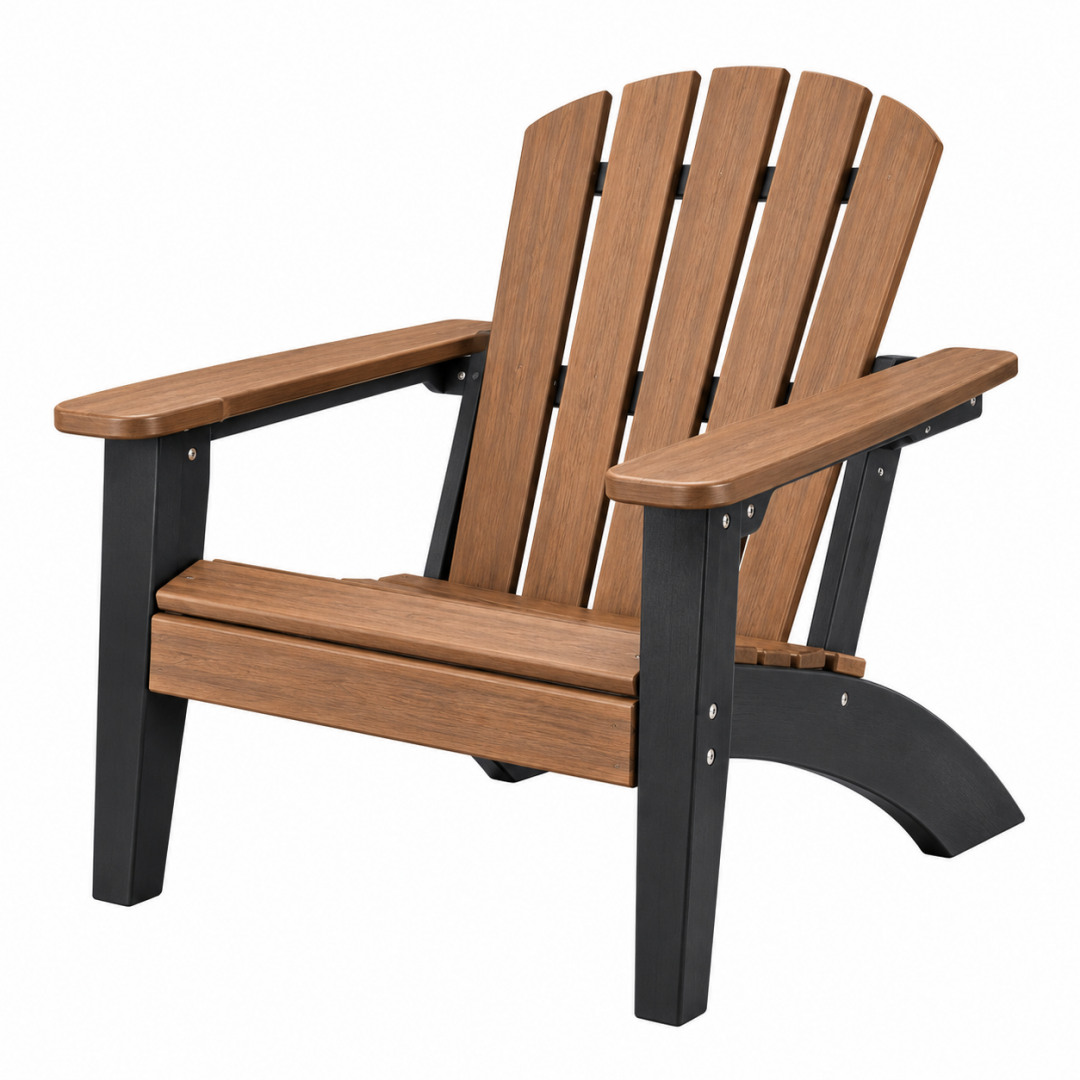 Adirondackstuhl 83 x 78 x 95 cm aus Holz und Metall Braun Schwarz für den Außenbereich