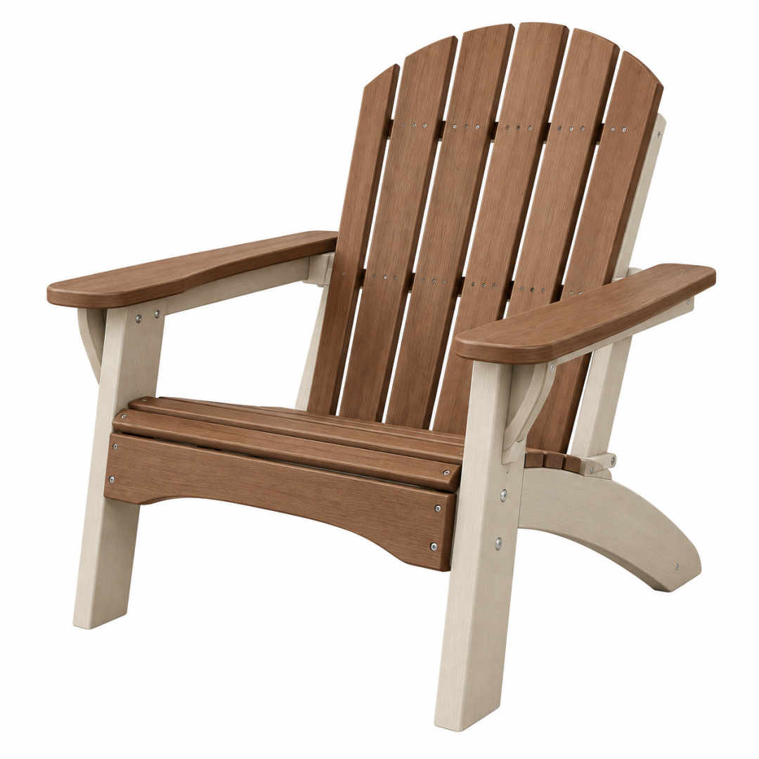 Adirondack-Gartenstuhl 80 x 88 x 98 cm Kunststoff Braun/Beige mit hoher Rückenlehne