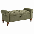 Polster Sitzbank 150 x 55 x 72 cm Olivgrün Textil mit Stauraum Chesterfield Stil