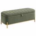 Sitzbank mit Stauraum 100 x 40 x 45 cm Bouclé Grün mit Metallgestell