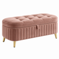 Sitzbank 120 x 45 x 48 cm Samt Rosa mit Stauraum und goldfarbenen Metallfüßen