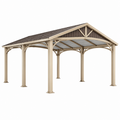 Carport 600 x 300 x 300 cm aus Stahl in Beige/Braun mit Satteldach