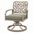 Garten-Drehsessel 76 x 80 x 105 cm aus Metall Taupe mit Geflecht und Sitzkissen