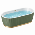 Freistehende Badewanne 170 x 75 x 58 cm aus Acryl Grün Weiß Gold mit gerippter Verkleidung