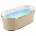 Freistehende Badewanne 170 x 80 cm Acryl Weiß Gold geriffelt oval