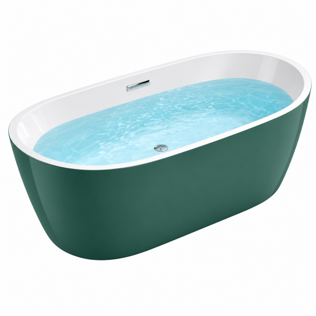 Freistehende Badewanne 170 x 75 cm aus Acryl Grün/Weiß Oval